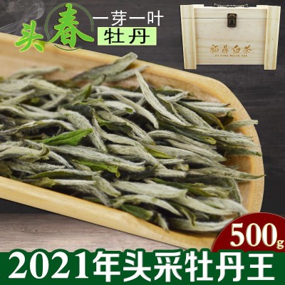 2021年头采春茶高山福建福鼎白茶白牡丹王木盒散装茶叶500g