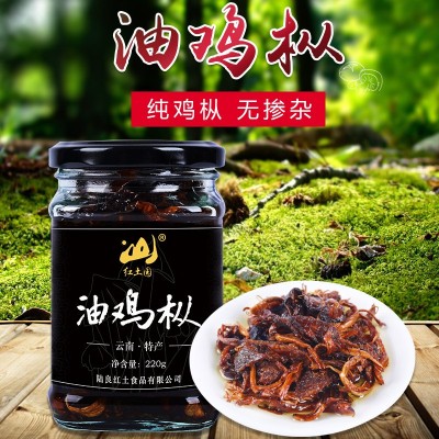 油鸡枞红土园厂家直销野生鸡枞菌云南特产不加杂菌下饭菜19年新货