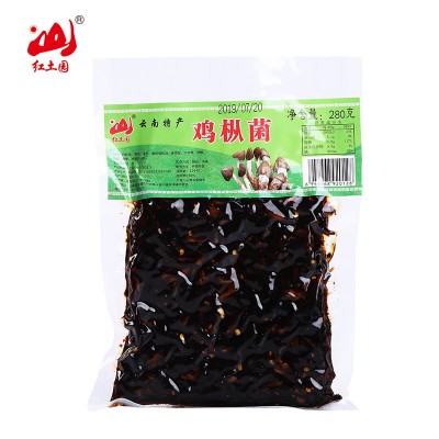 油鸡枞菌即食红土园厂家直销云南特产即食280g下饭菜瓶装蘑菇香辣