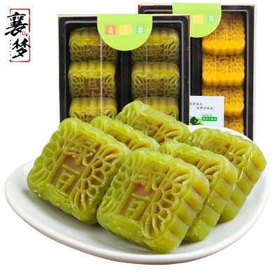 襄梦绿豆糕老式糕点冰糕绿豆饼正零食点心小吃320克/盒宗批发图3