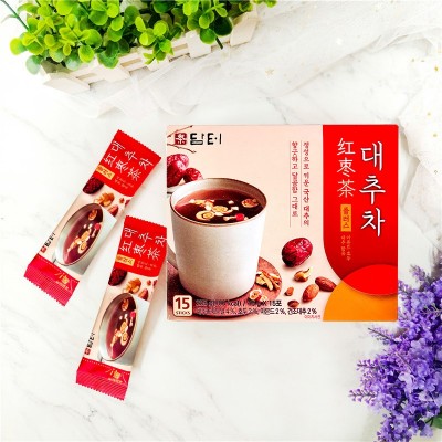 韩国丹特红枣茶小袋条装大枣茶速溶冲饮饮品15条225g批发一件代发 2盒起批图4