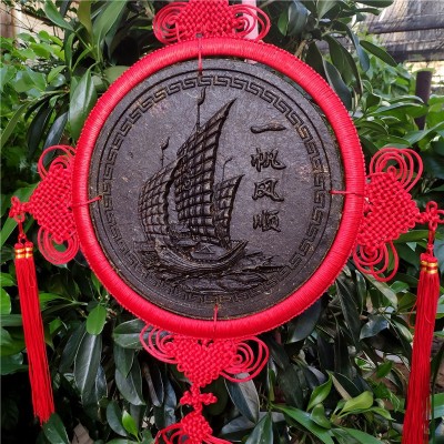 福字云南普洱茶生茶饼一帆风顺工艺礼品茶雕中国结圈挂件厂家批发