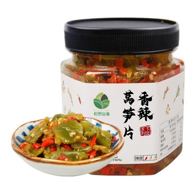 [田野故事]湖南特产香辣莴笋即食下饭菜咸菜泡菜酱腌菜莴笋瓶罐装图5