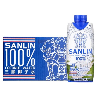 泰国三麟天然椰子水100%果汁330ml*12瓶整箱饮料电解质水原装进口图5