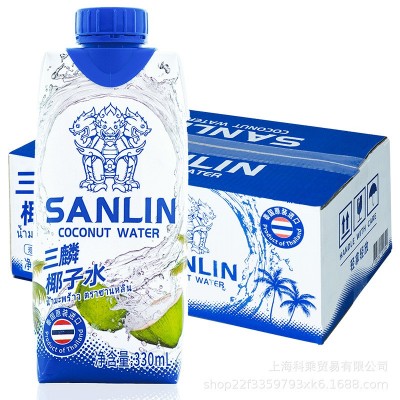 泰国新加坡三麟天然椰子水NFC果汁330ml*12瓶/箱解腻饮料批发价优图5