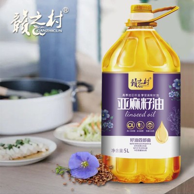 厂家直营 源纯亚麻籽油5升冷榨胡麻油5L食用植物油大桶家用装批发图4
