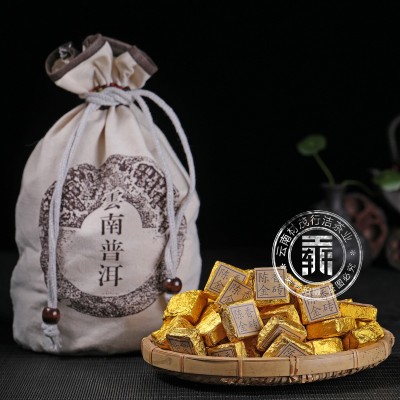 批发云南勐海普洱茶陈香金砖小沱茶18年小金砖乔木熟茶迷你小方砖