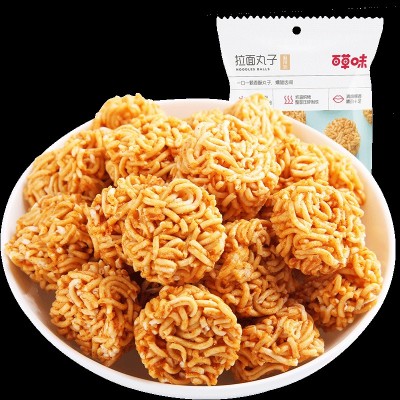百草味拉面丸子50g香辣味网红休闲零食小吃点心干脆面批发代理图5