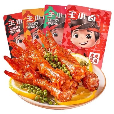 王小卤105g210g虎皮凤爪脱骨解馋香辣卤味小零食休闲鸡爪子好欢螺图5