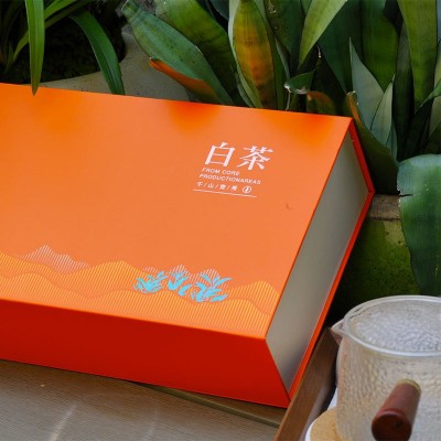 安吉白茶礼盒装2023新茶安吉货源礼品采购白茶橙色礼盒喜庆高端图4