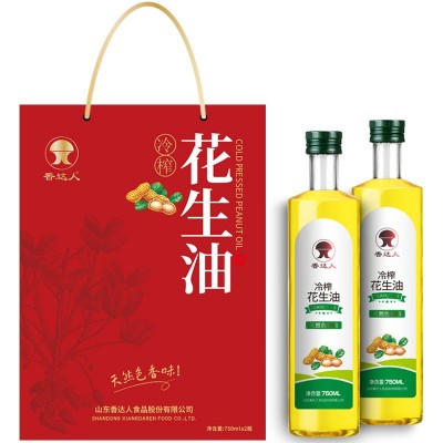 冷榨花生油750ml*2瓶礼盒装批发代工oem 贴牌加工节日庆典定制