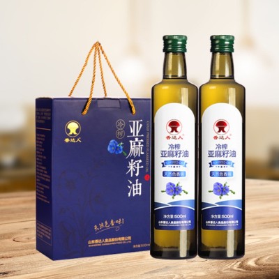 冷榨亚麻籽油月子油正品食用油无添加含亚麻酸亚油酸500ml*2礼盒图2