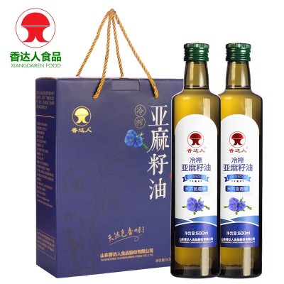 冷榨亚麻籽油月子油正品食用油无添加含亚麻酸亚油酸500ml*2礼盒图3