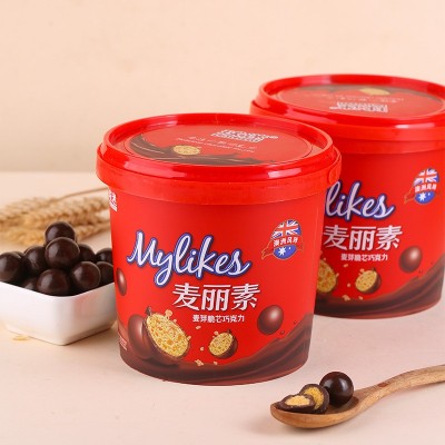 128g麦丽素桶装喜糖果批发休闲网红怀旧零食麦丽素巧克力豆图4