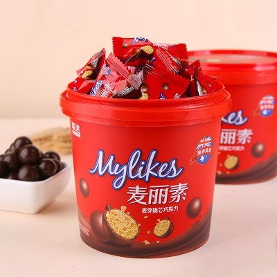 128g麦丽素桶装喜糖果批发休闲网红怀旧零食麦丽素巧克力豆图5