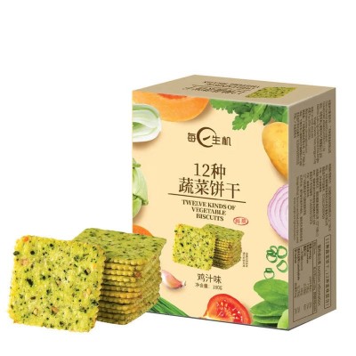 每日生机12种蔬菜苏打饼干鸡汁原味鲜薄脆餐网红小吃休闲零食180g图5