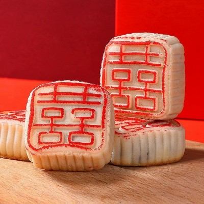 白皮喜字饼订婚结婚喜饼传统老式手工糕点中式婚礼点心批发160g图3