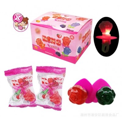 硬糖玫瑰戒指带发光儿童休闲小零食创意可爱趣味网红玩具糖果图3