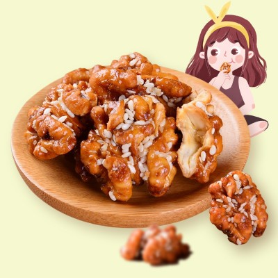 琥珀核桃仁500g休闲零食熟蜂蜜核桃仁即食坚果焦糖散装零食批发图5