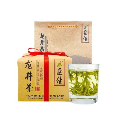龙井绿茶厂家一件代发巨佳茶叶 传统牛皮纸包装250g小方包茶图5