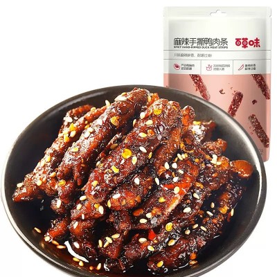 【百草味】麻辣手撕鸭肉条 110g网红川辣味小零食 即食熟食鸭肉干图4