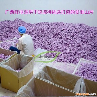 批发紫玉淮山片【紫山药片】桂绿源淮山工厂低温烘焙脱水干蔬菜图