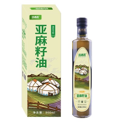 内蒙古真冷榨亚麻籽油厂家批发500ml纯亚麻子食用油麻油亚麻油图2