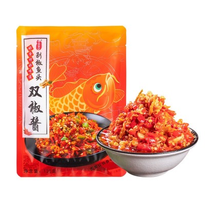 学堂食记厂家直供湖南秘制剁椒鱼头双椒酱120g/袋批发一件代发图4
