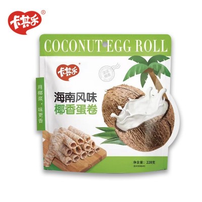 卡其乐猫山王榴莲蛋卷椰子卷228g大袋装网红爆款办公室休闲小零食图3