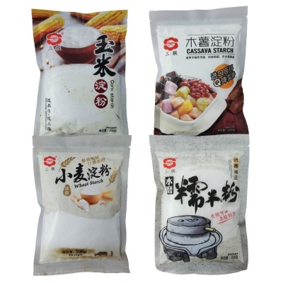 三猴木薯淀粉厂家直销200g*30包/箱制作芋圆烧仙草奶茶珍珠