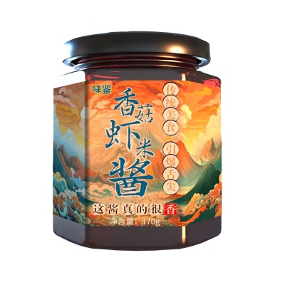 味鉴牌香菇虾米酱拌饭酱辣味海鲜麻辣酱开罐即食量大优惠方便图3