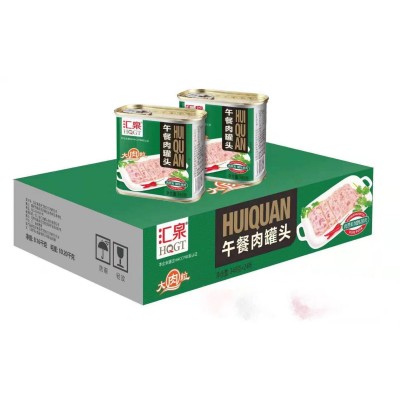 汇泉大肉粒午餐肉罐头340g*24工厂直销火锅三明治早餐泡面速食