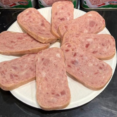 汇泉大肉粒午餐肉罐头340g*24工厂直销火锅三明治早餐泡面速食图4
