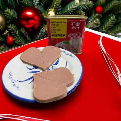 汇泉午餐肉罐头340g*24熟食火锅三明治早餐泡面速食火腿图3