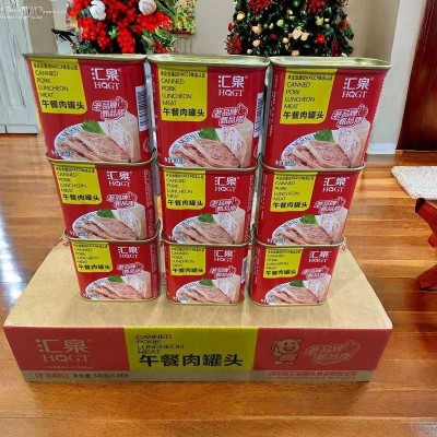 汇泉午餐肉罐头340g*24熟食火锅三明治早餐泡面速食火腿图5
