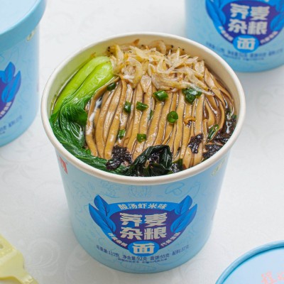 程校长杂粮荞麦面紫菜酸汤虾米味115克桶装冲泡速食宿舍代餐小面图3