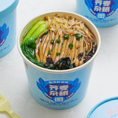 程校长杂粮荞麦面紫菜酸汤虾米味115克桶装冲泡速食宿舍代餐小面图4
