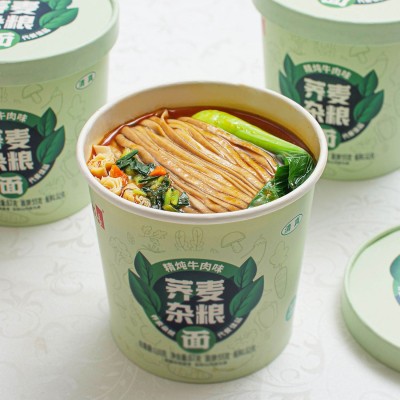 程校长杂粮荞麦面桶装非油炸面饼清真速食冲泡方便面夜宵宿舍代餐图3