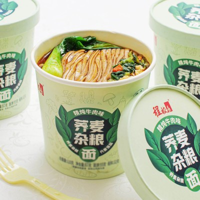 程校长杂粮荞麦面桶装非油炸面饼清真速食冲泡方便面夜宵宿舍代餐图2