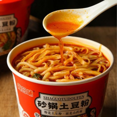 【厂家】超大桶砂锅土豆粉免煮冲泡方便速食粉面两掺宿舍夜宵零食图2