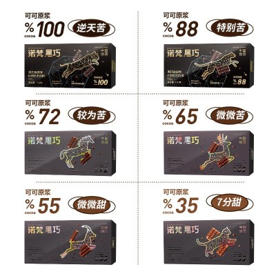 诺梵110克纯黑巧克力礼盒片装可可脂散装批发休闲零食品组合2盒装图2