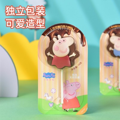 巧力美小猪佩奇巧克力棒棒糖手工烘焙休闲零食送礼儿童节玩具糖果图3