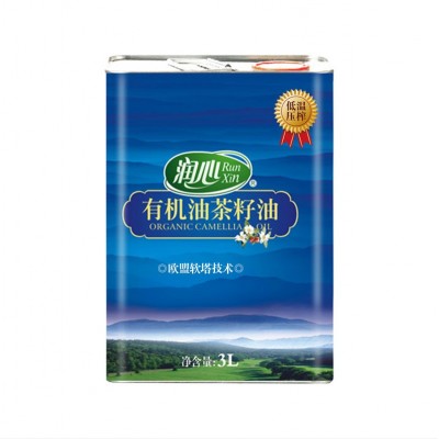 厂家供应润心有机油茶籽油山茶植物油 3L铁罐装茶油团购礼品代发图2