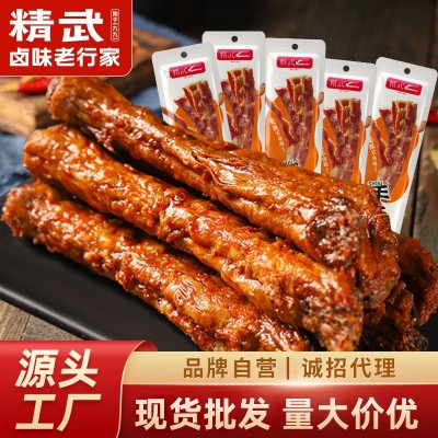 精武手撕烤脖40g厂家批发香辣即食整根卤味肉类休闲零食烤鸡脖图2