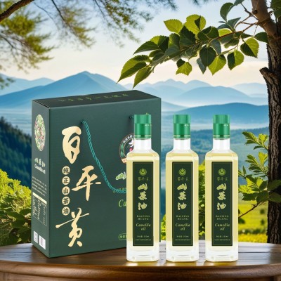 百平黄养怡山茶油纯压榨无添加精品食用山茶籽油 500mLX3瓶礼盒装图3